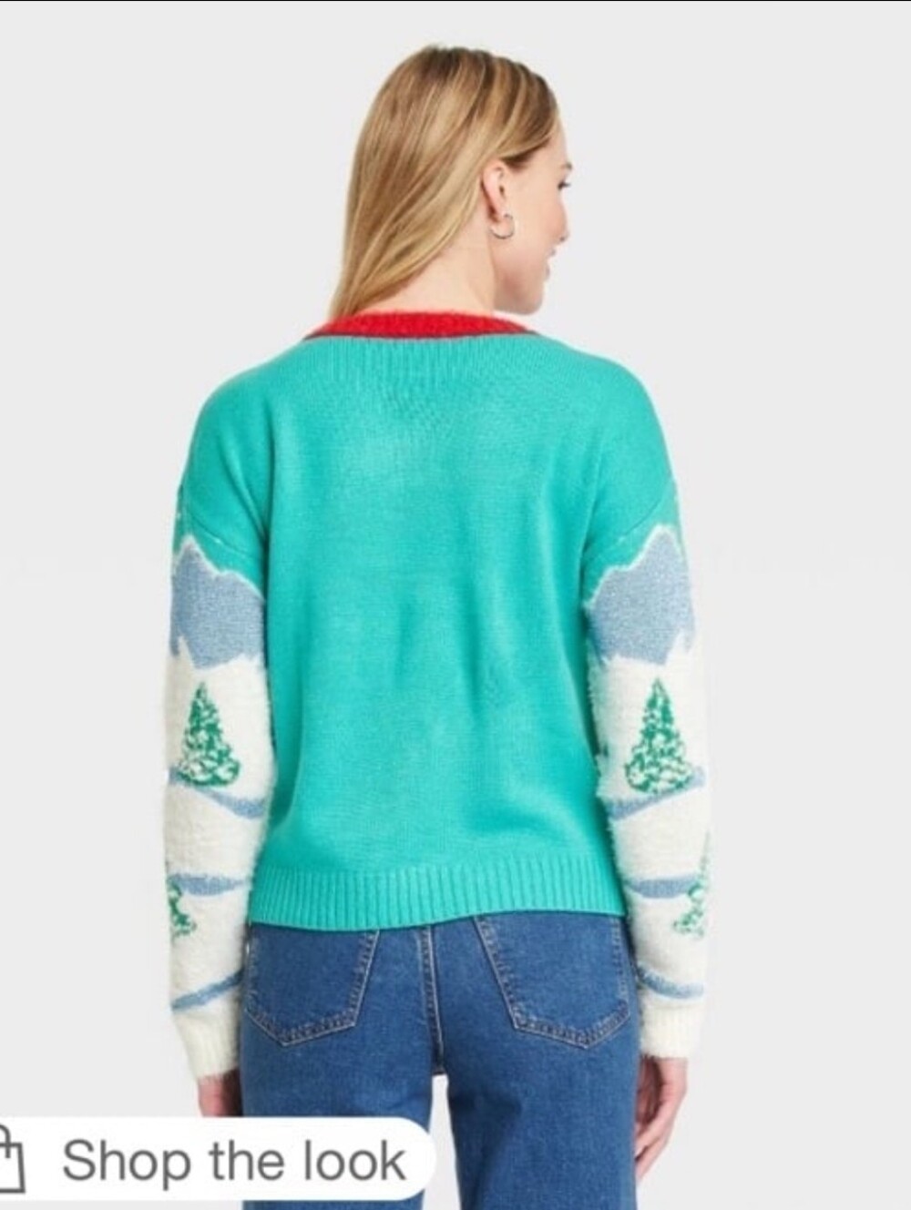 Peanuts Snoopy Ski Sweater Women Teal Fuzzy Winter Holiday Christmas Knit Size L - Picture 3 of 6